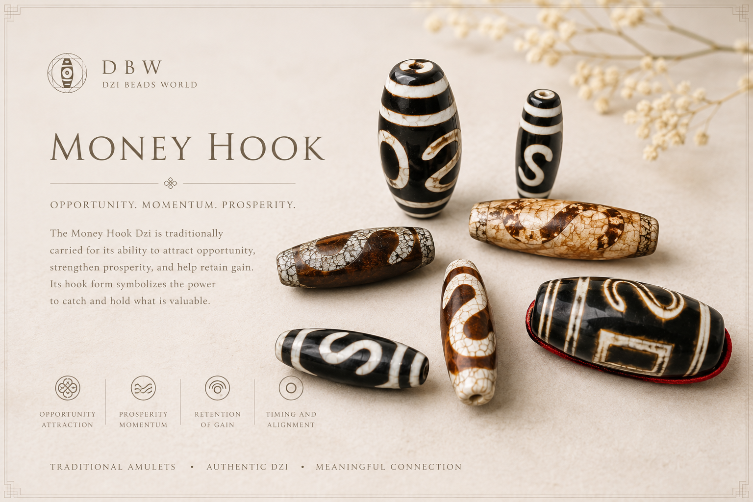 Money Hook Dzi Beads