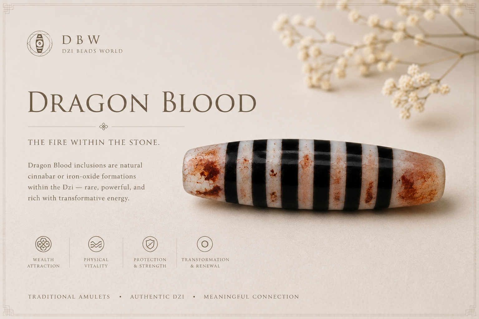 Dragon Blood in Dzi Beads — The Fire Within the Stone