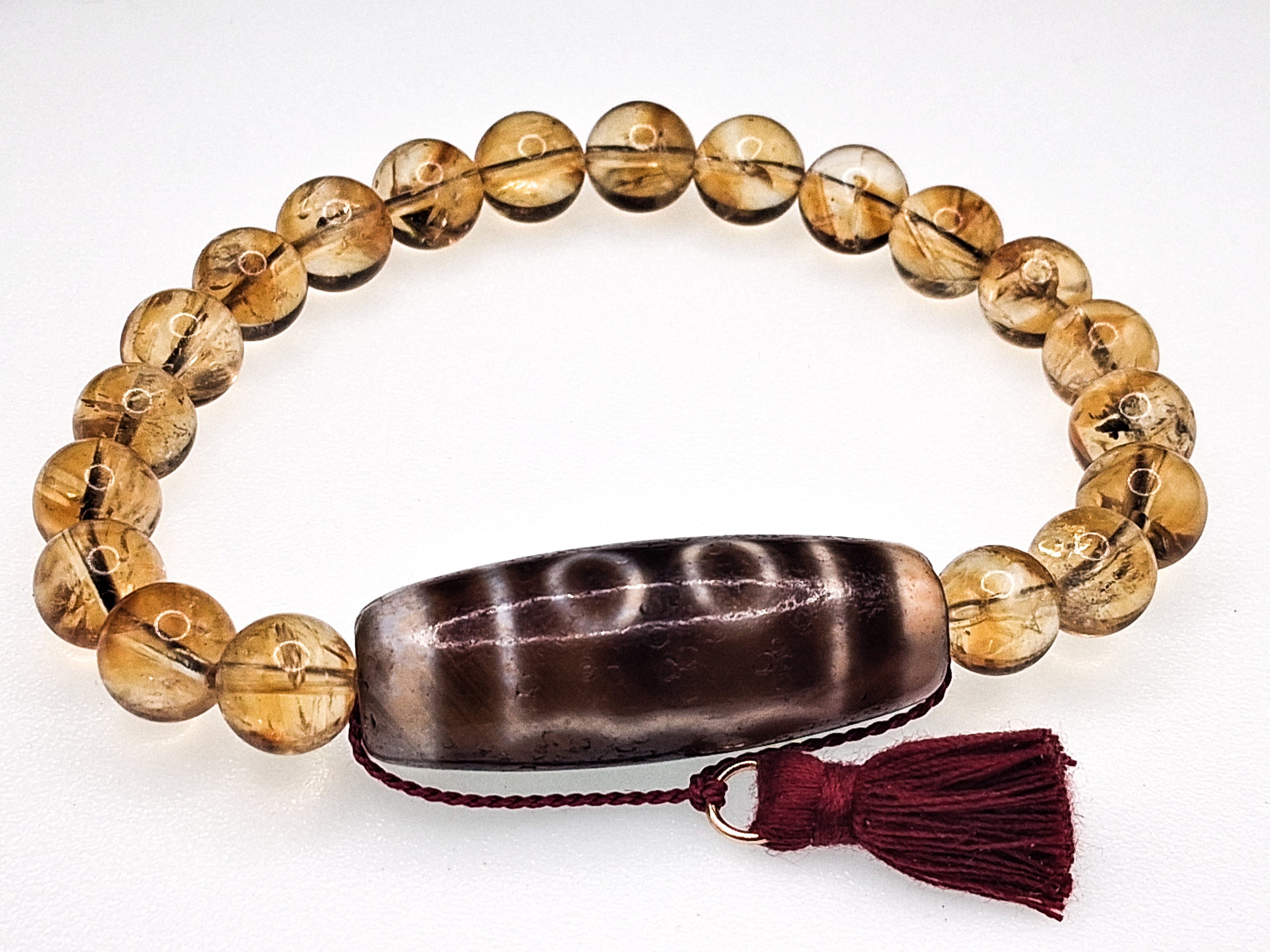 5-Eye Dzi with Two Stripes — Phoenix Eye Dragon Scale Bracelet