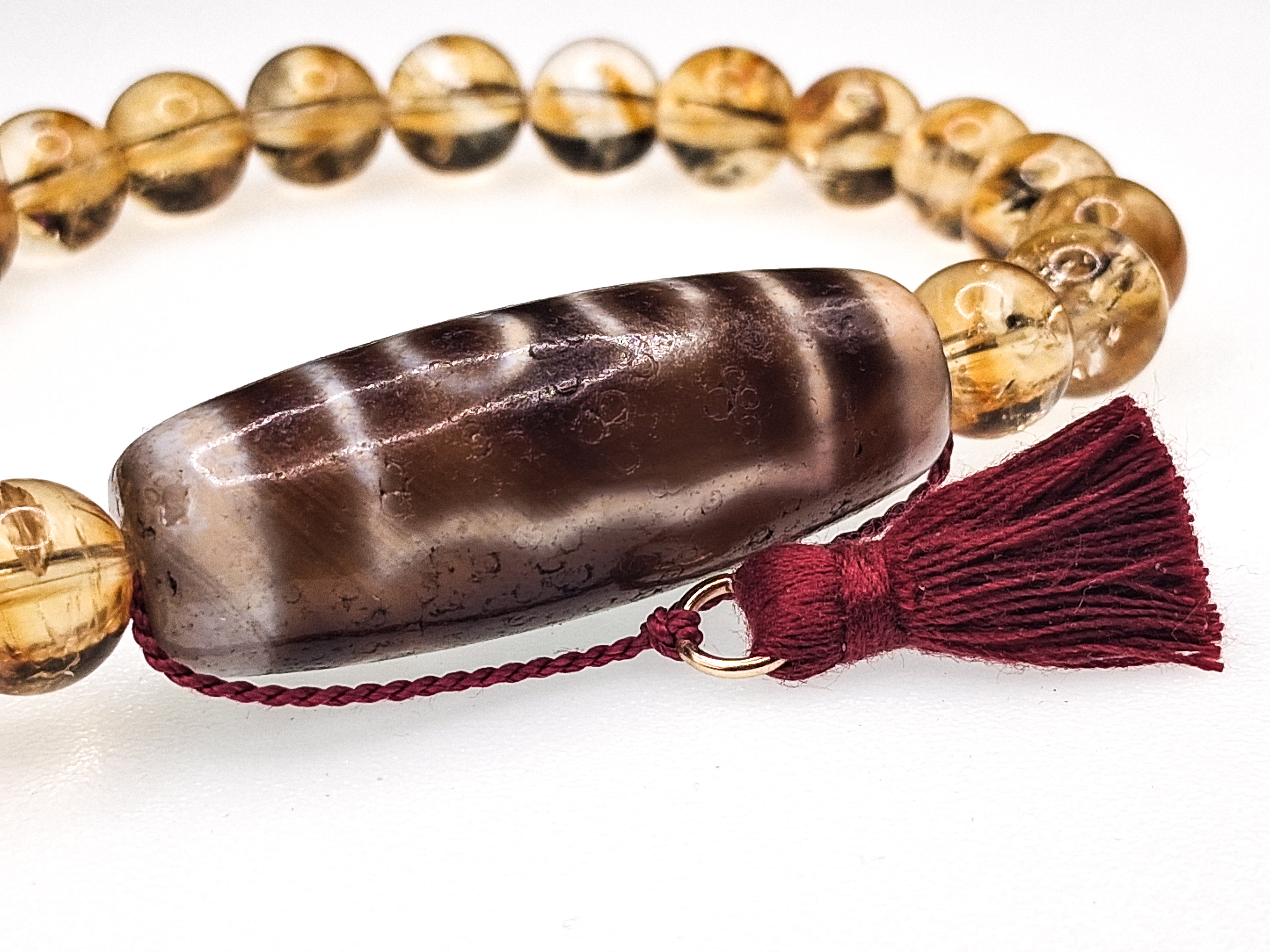 5-Eye Dzi with Two Stripes — Phoenix Eye Dragon Scale Bracelet