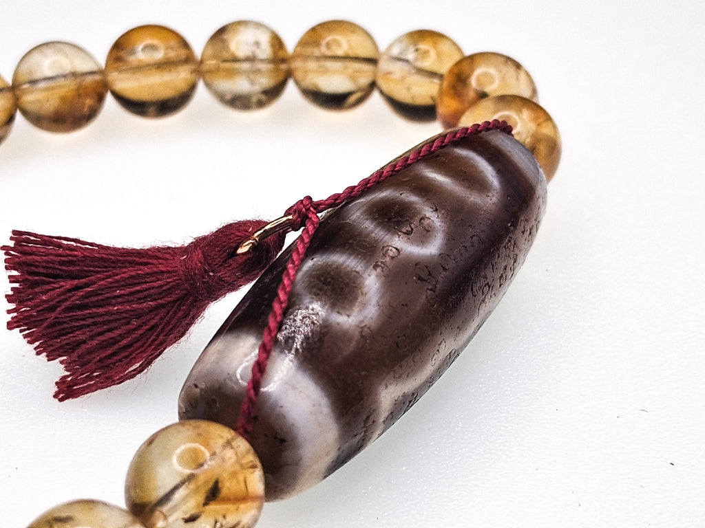 5-Eye Dzi with Two Stripes — Phoenix Eye Dragon Scale Bracelet