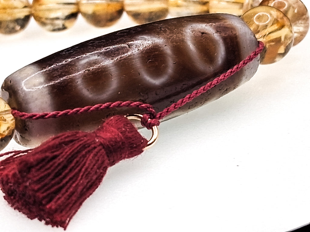 5-Eye Dzi with Two Stripes — Phoenix Eye Dragon Scale Bracelet