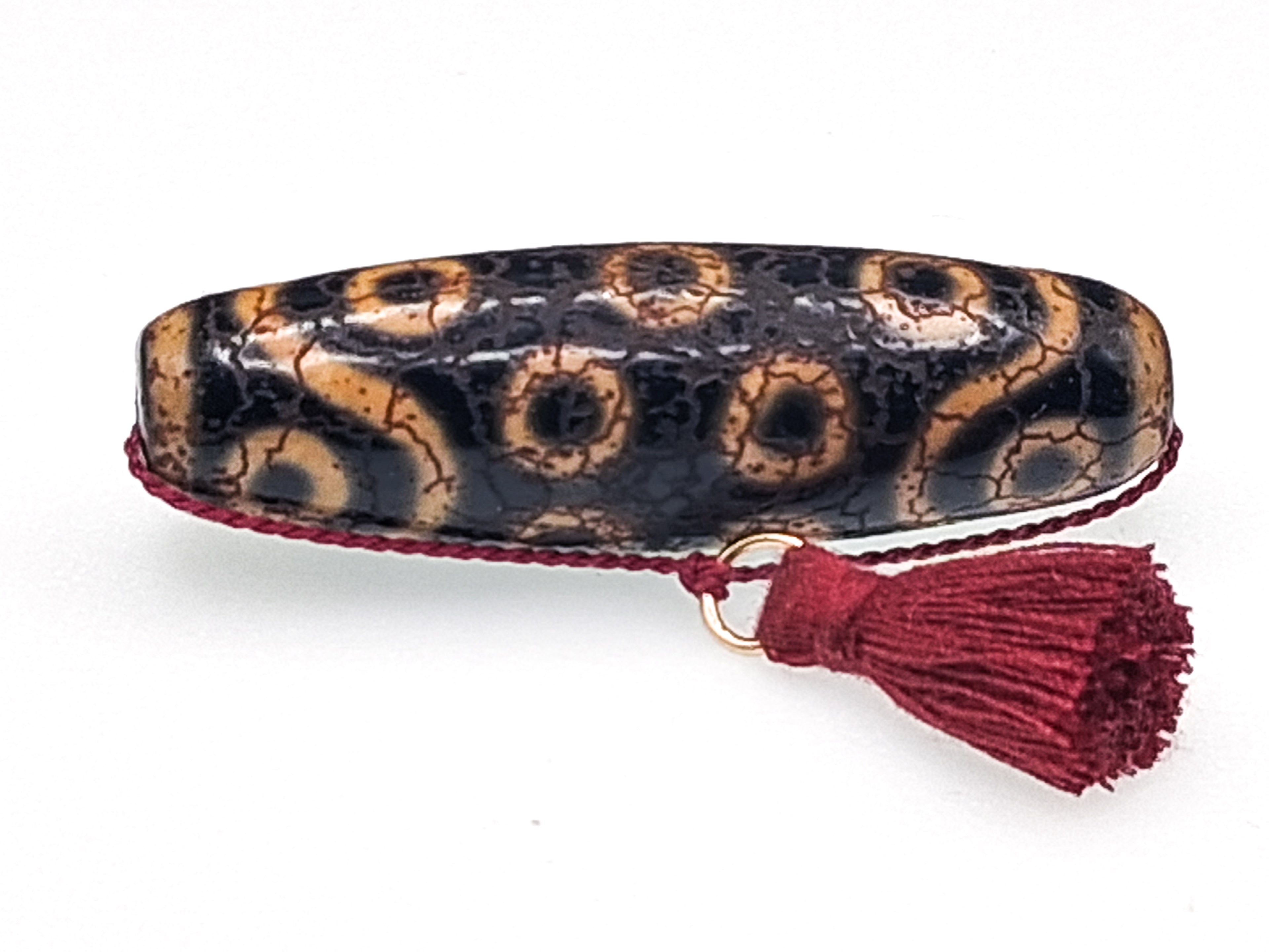 18-Eye Dzi with Dragon Skin — Two Lines and Zigzag Forces