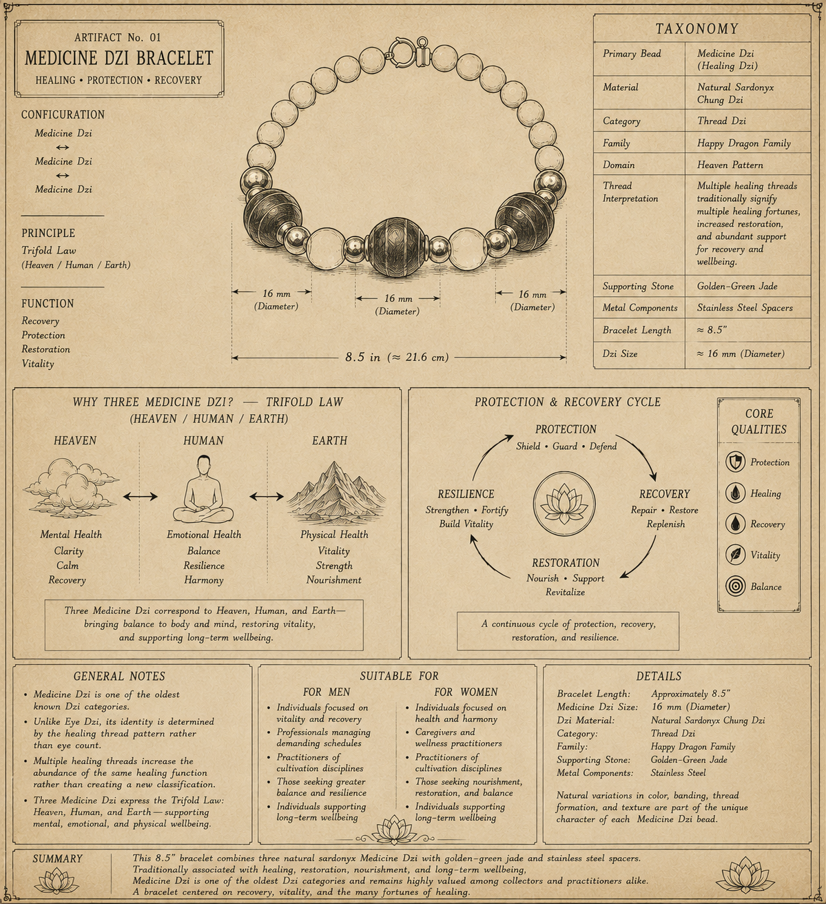 Medicine Dzi Bracelet — Many Fortunes of Healing