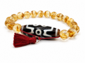 5-Eye Dzi with Two Stripes — Citrine Bracelet