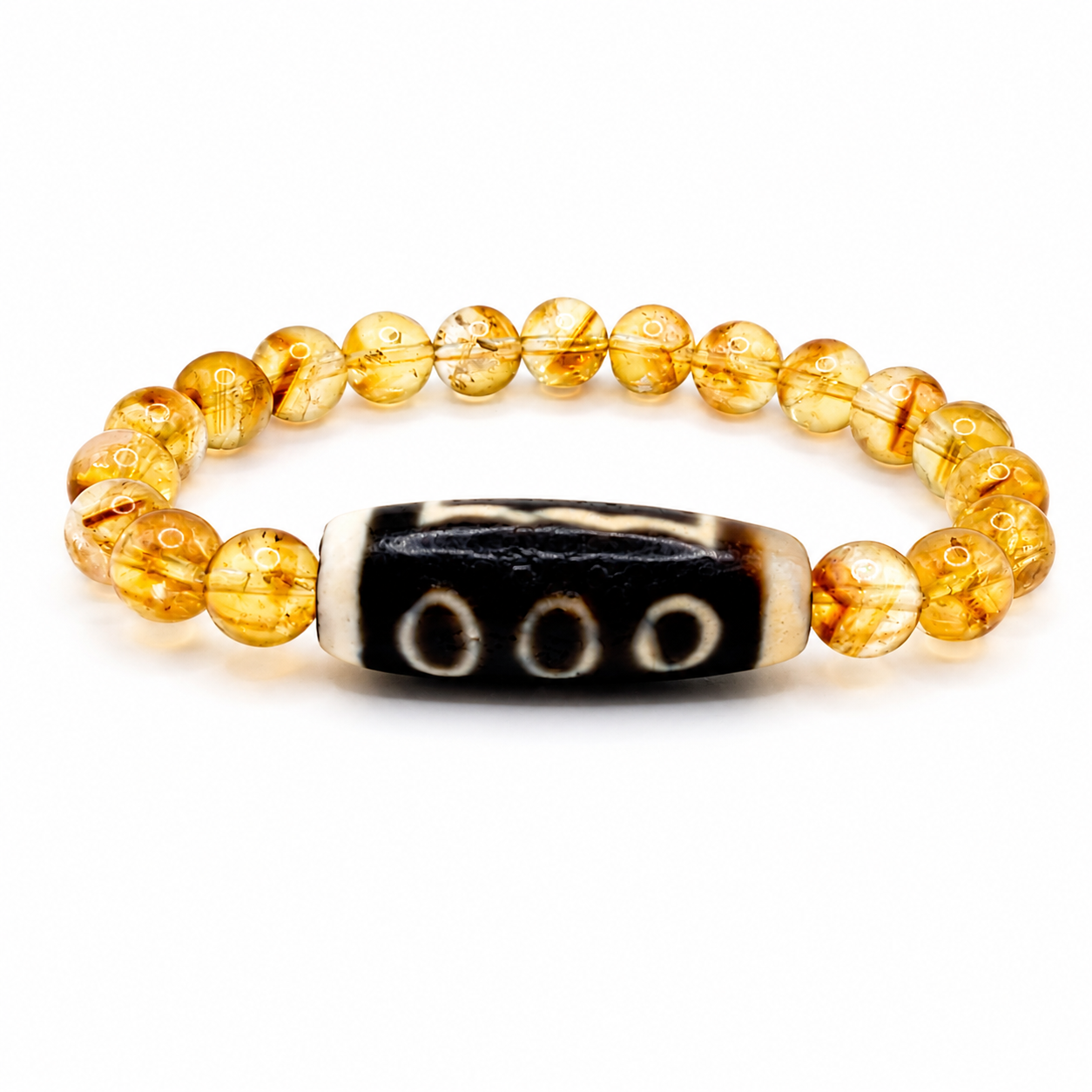 5-Eye Phoenix Eye Dzi Bracelet — Citrine | Prosperity & Earthly Manifestation